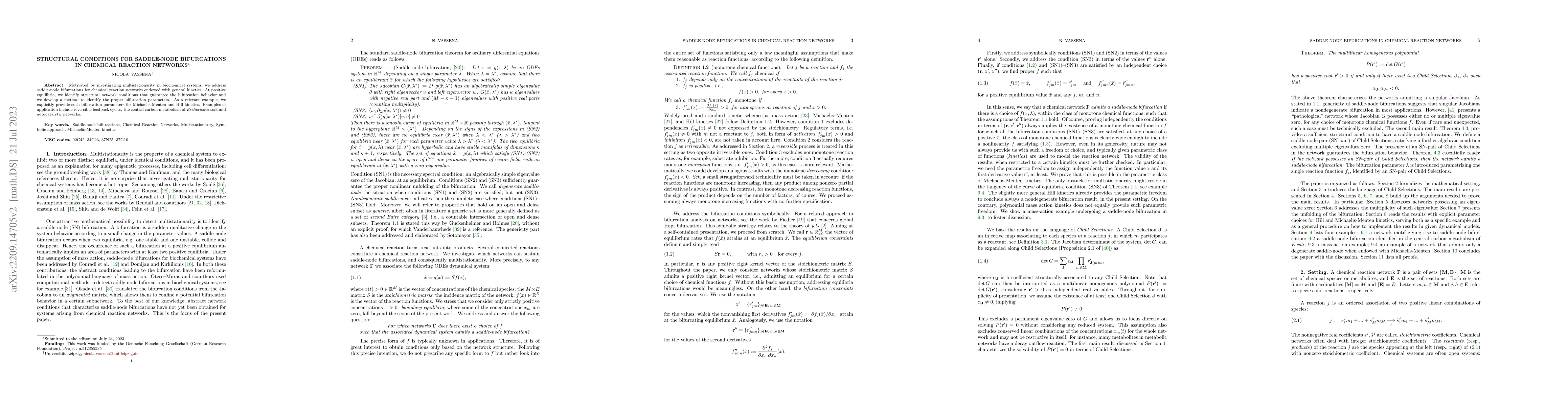 Thumbnail for Structural conditions for saddle-node bifurcations in chemical reaction
  networks