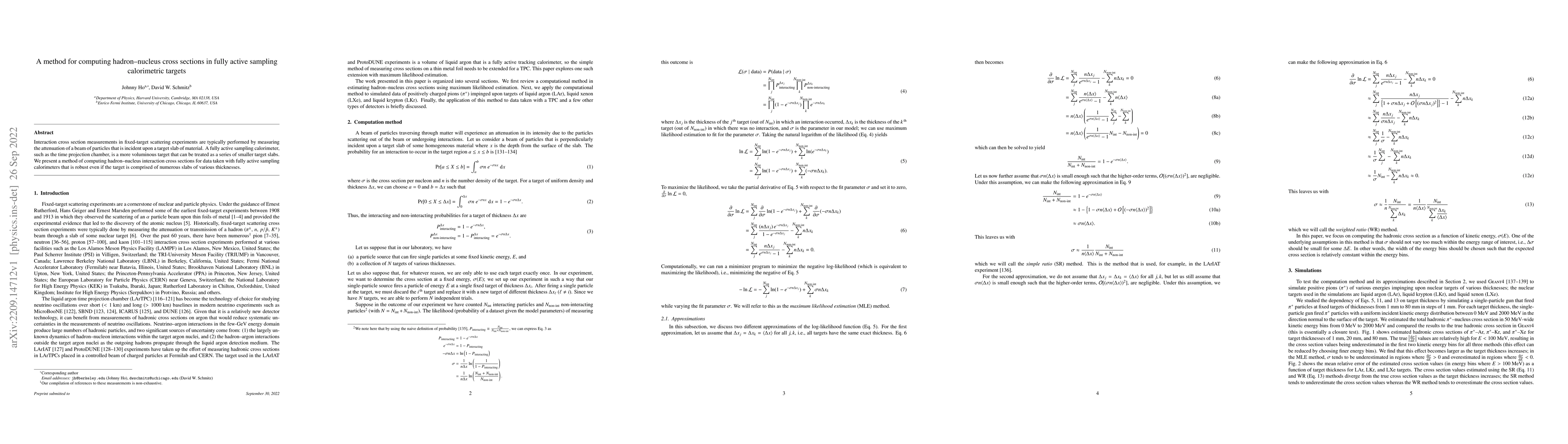 Thumbnail for A method for computing hadron-nucleus cross sections in fully active
  sampling calorimetric targets