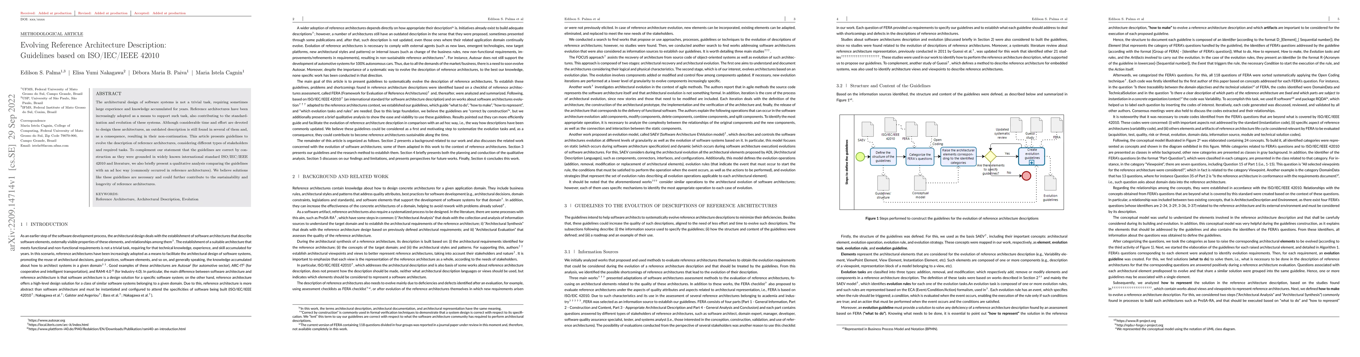 Thumbnail for Evolving Reference Architecture Description: Guidelines based on
  ISO/IEC/IEEE 42010