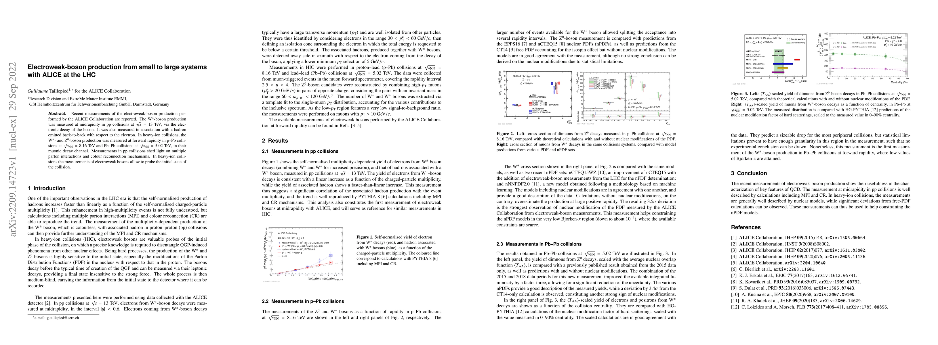 Thumbnail for Electroweak-boson production from small to large collision systems with
  ALICE at the LHC