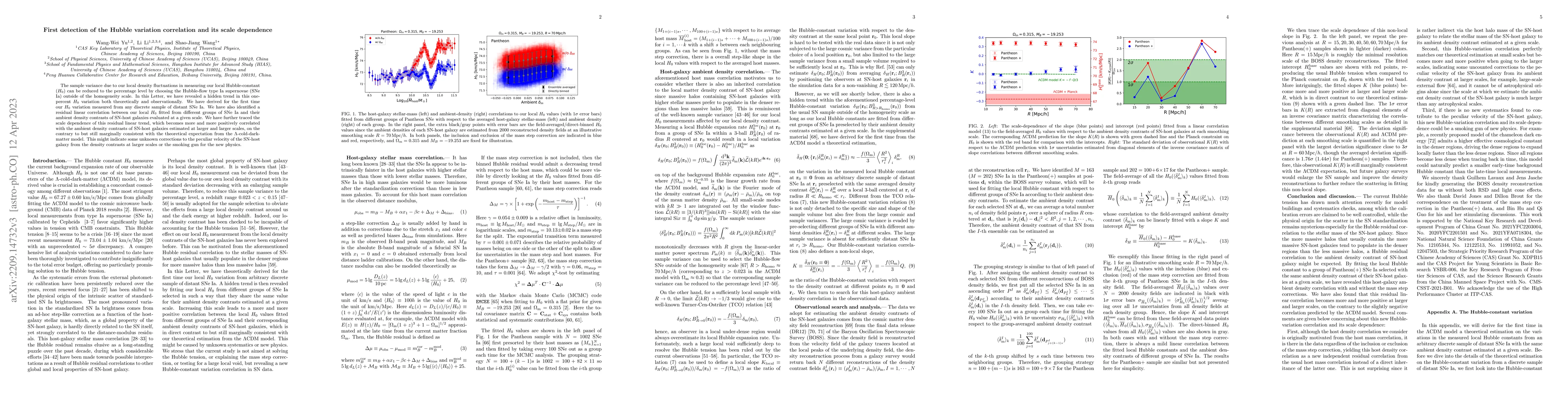 Thumbnail for First detection of the Hubble variation correlation and its scale
  dependence