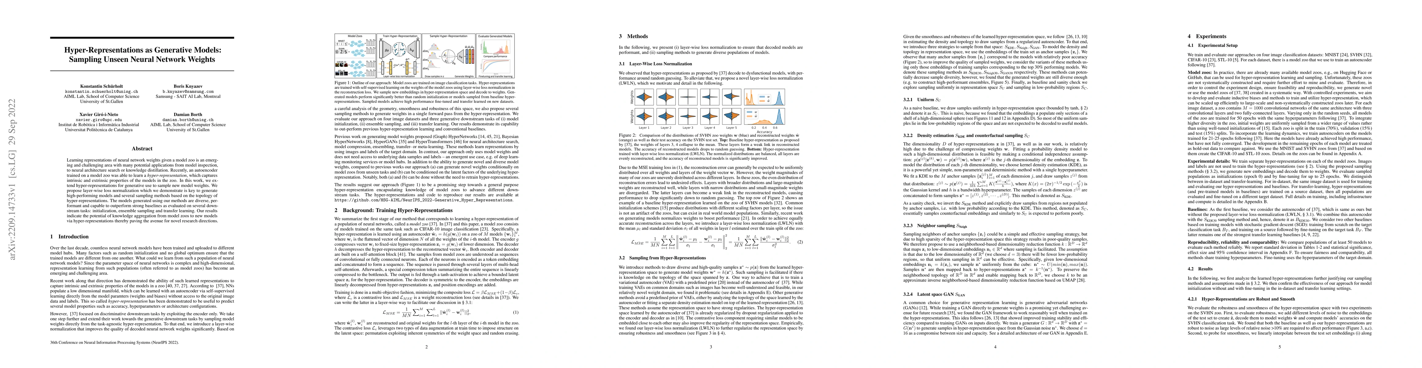 Thumbnail for Hyper-Representations as Generative Models: Sampling Unseen Neural
  Network Weights