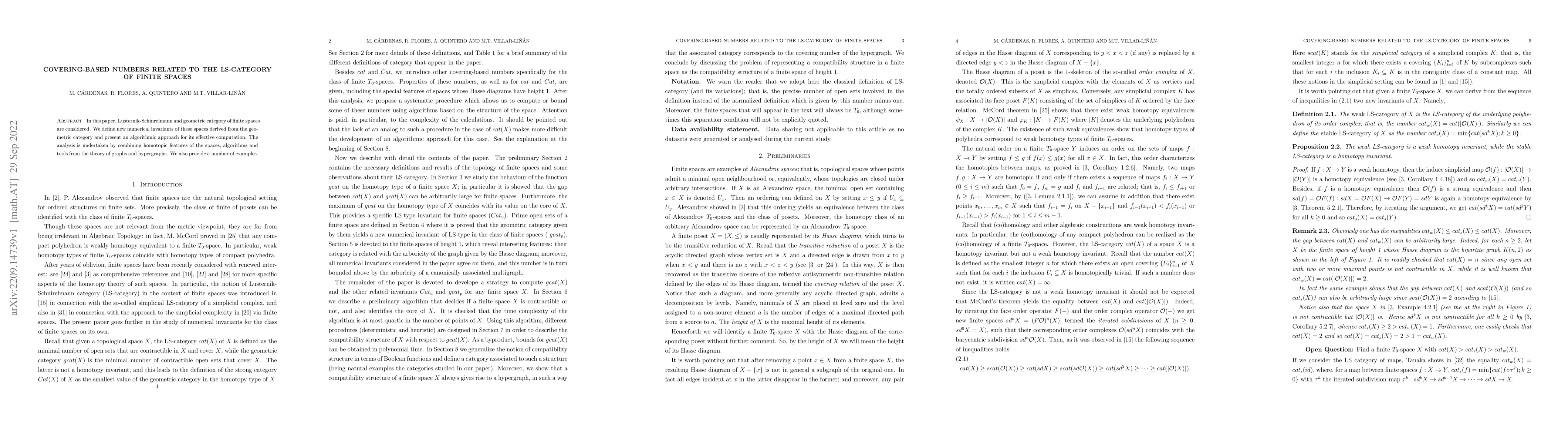 Thumbnail for Covering-based numbers related to the LS-category of finite spaces