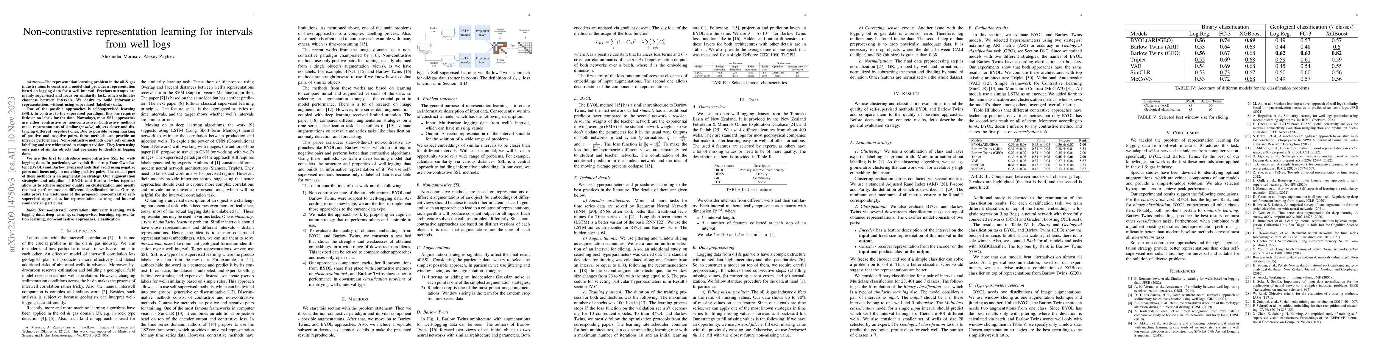 Thumbnail for Non-contrastive representation learning for intervals from well logs