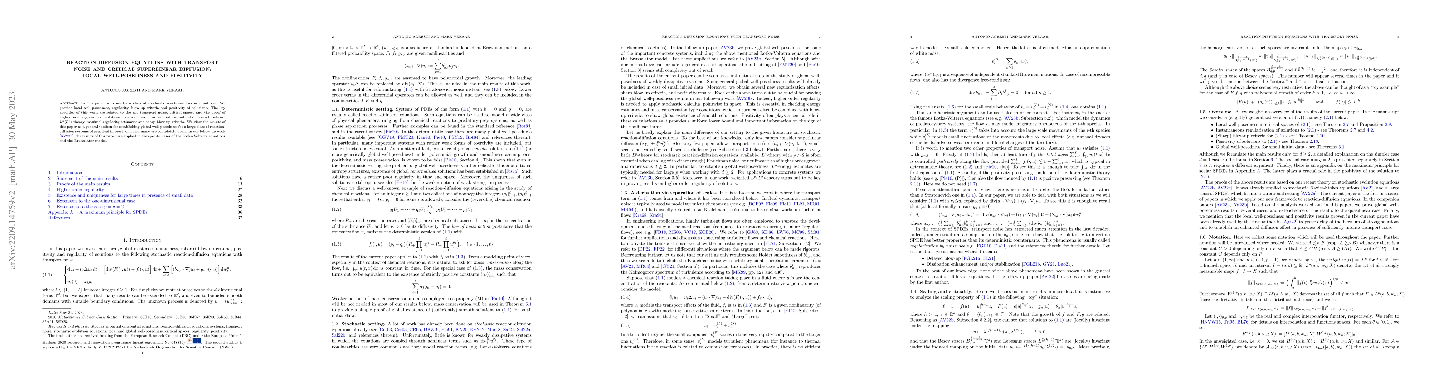 Thumbnail for Reaction-diffusion equations with transport noise and critical
  superlinear diffusion: local well-posedness and positivity