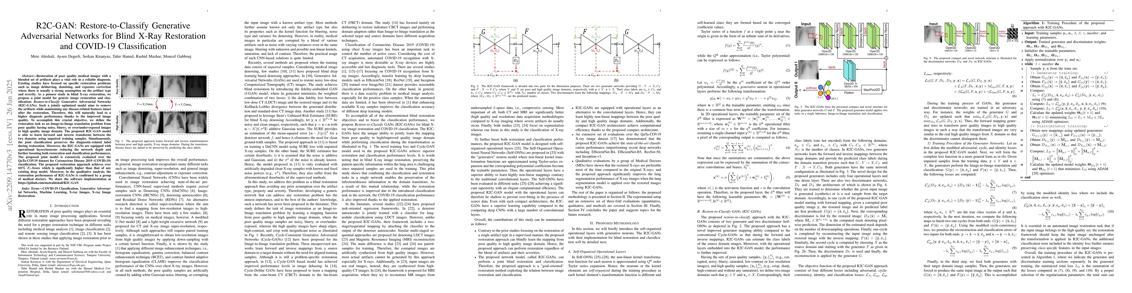 Thumbnail for R2C-GAN: Restore-to-Classify GANs for Blind X-Ray Restoration and
  COVID-19 Classification