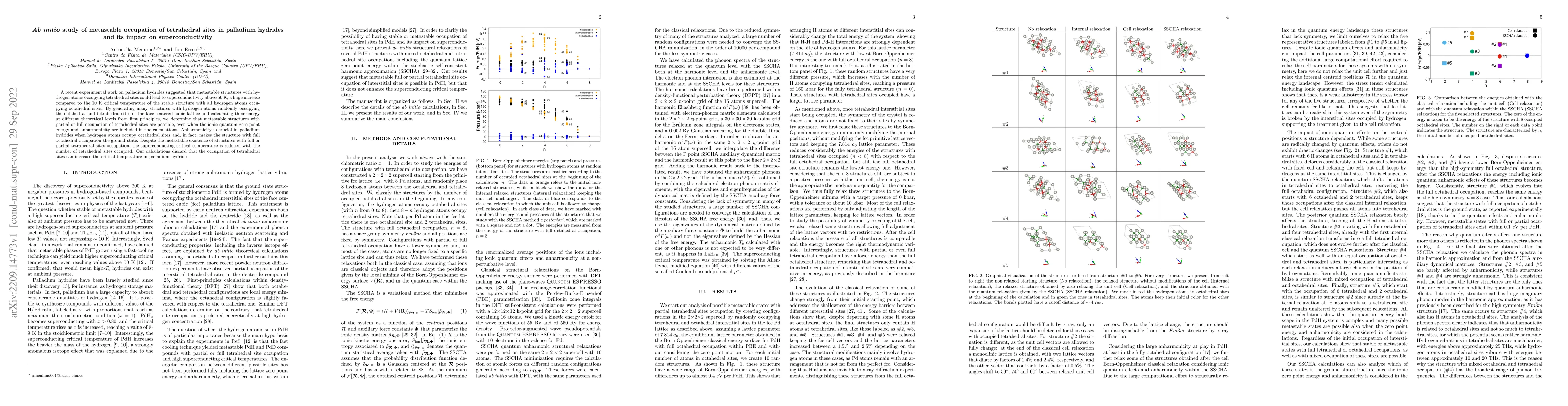 Thumbnail for Ab initio study of metastable occupation of tetrahedral sites in
  palladium hydrides and its impact on superconductivity