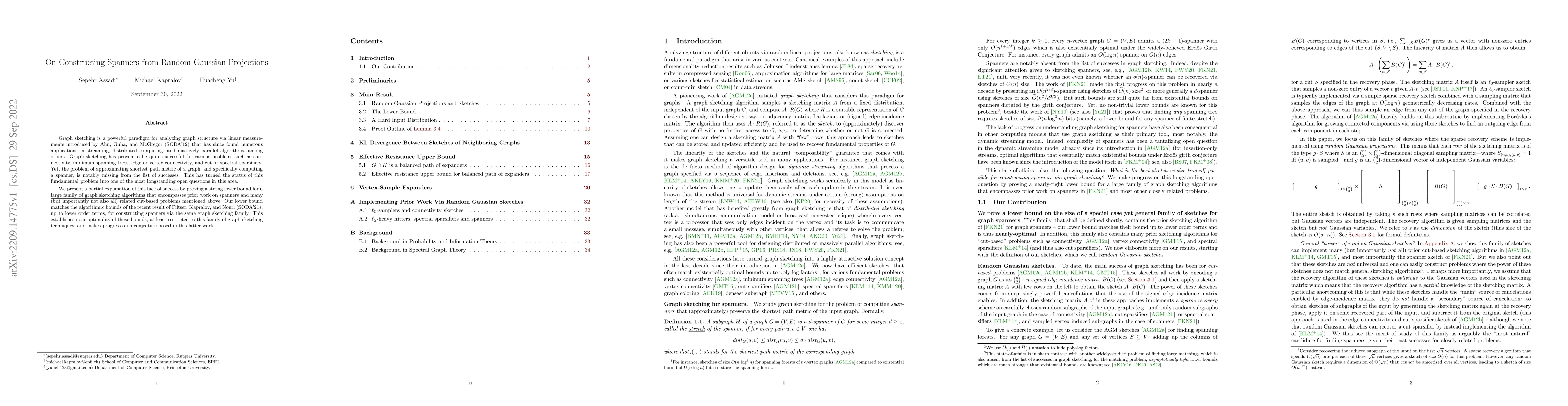 Thumbnail for On Constructing Spanners from Random Gaussian Projections