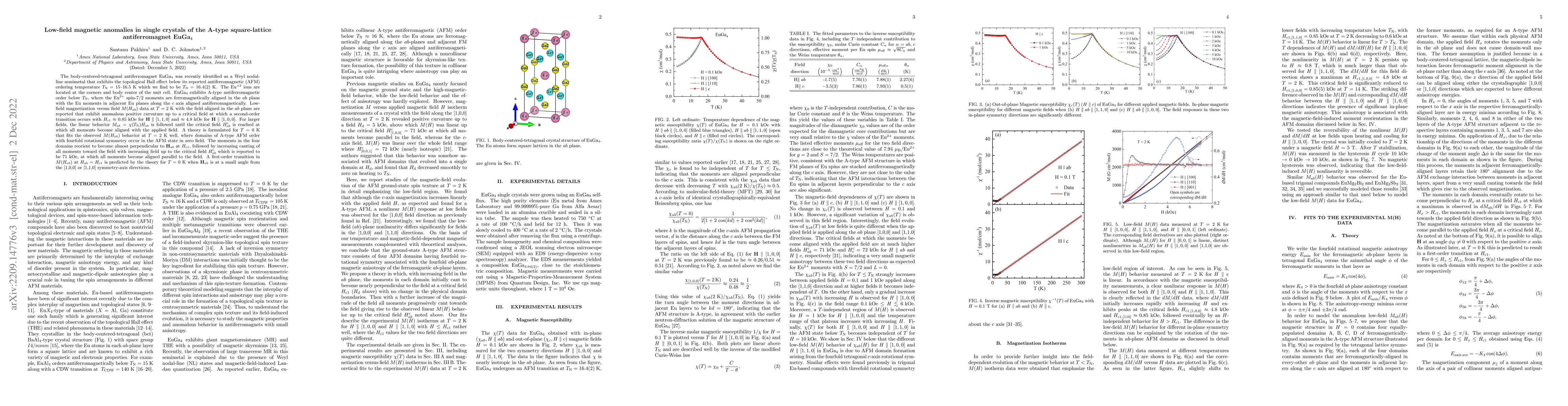 Thumbnail for Low-field magnetic anomalies in single crystals of the A-type
  square-lattice antiferromagnet EuGa$_4$
