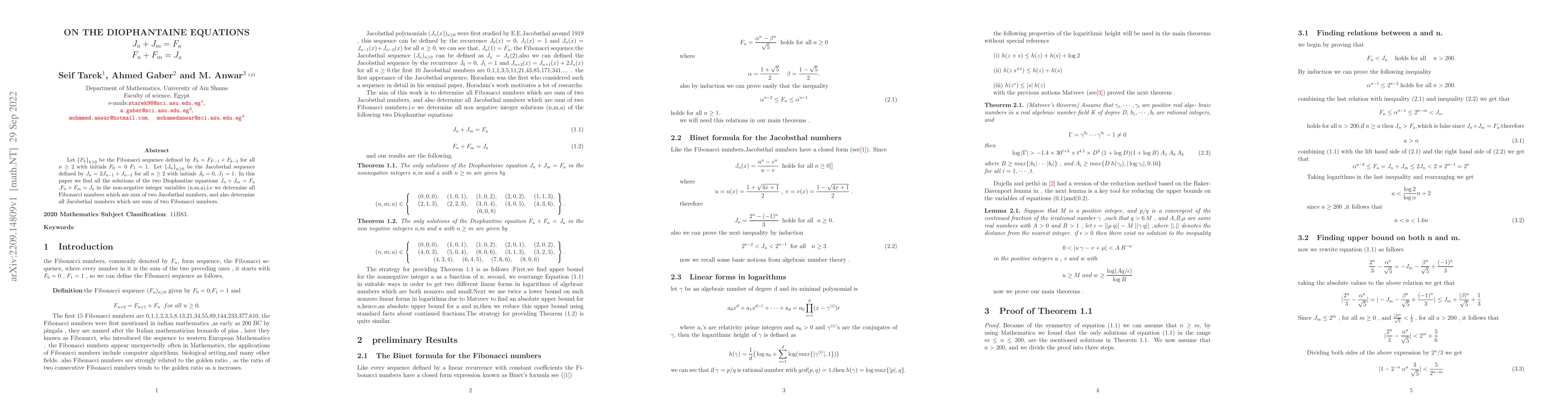 Thumbnail for On the diophantaine equations $J_N +J_M =F_A$ & $F_N +F_M =J_A$