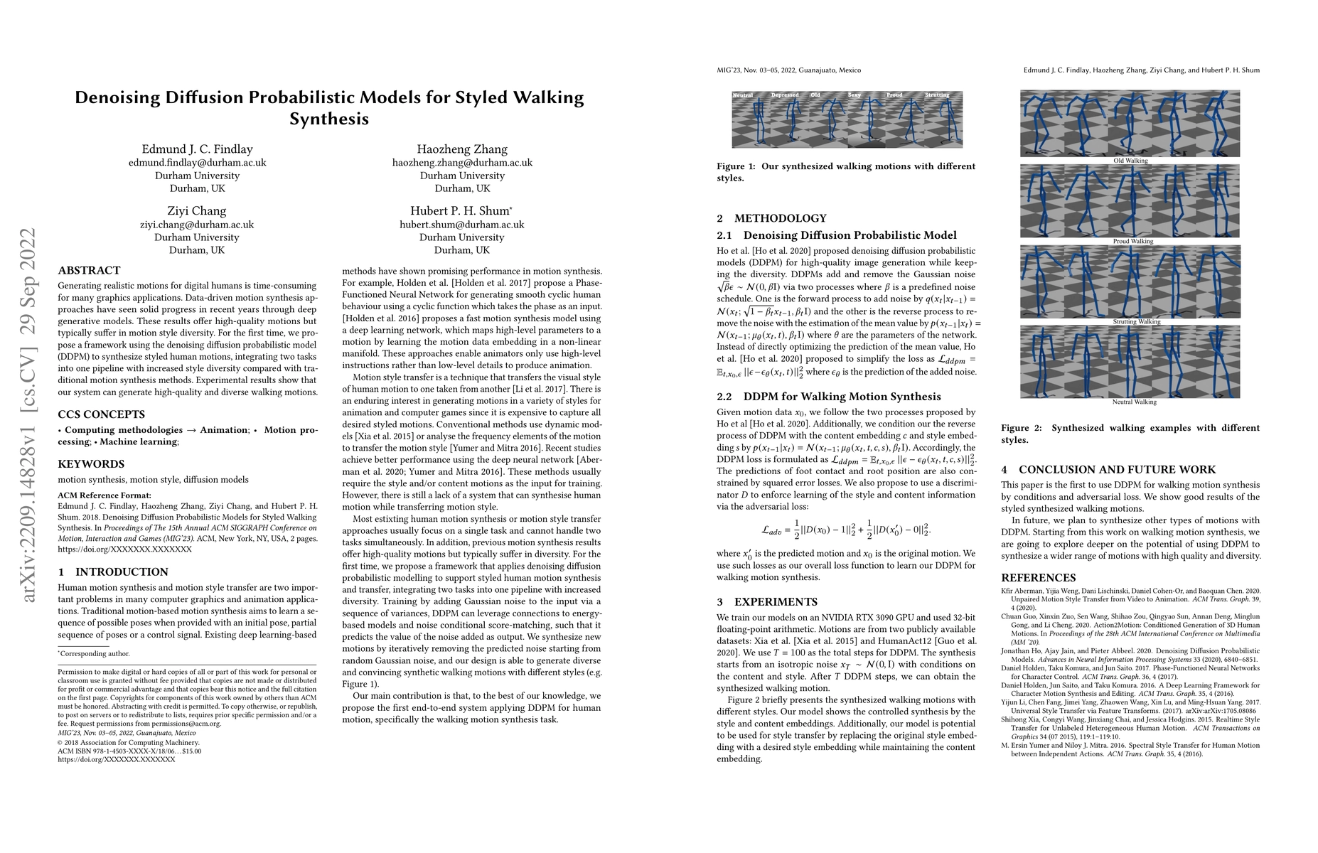 Thumbnail for Denoising Diffusion Probabilistic Models for Styled Walking Synthesis