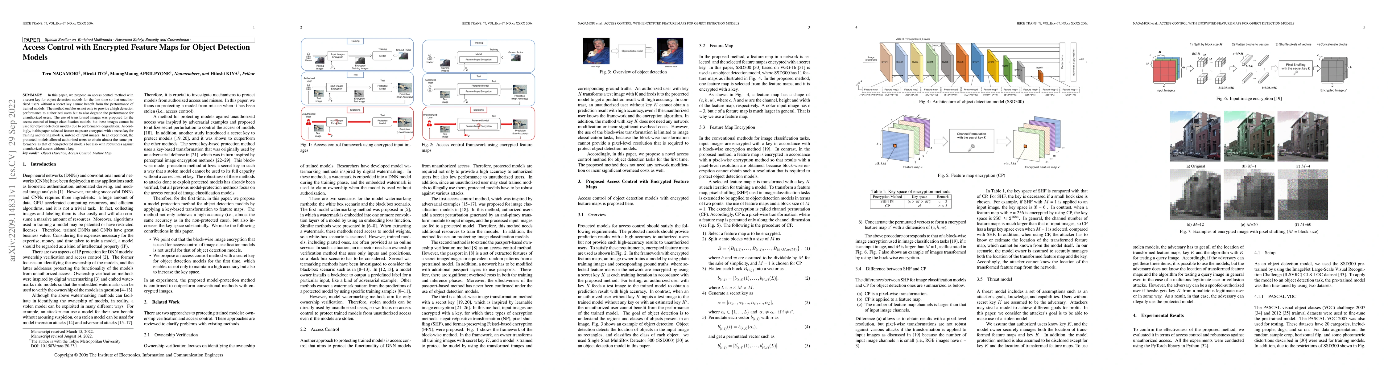 Thumbnail for Access Control with Encrypted Feature Maps for Object Detection Models