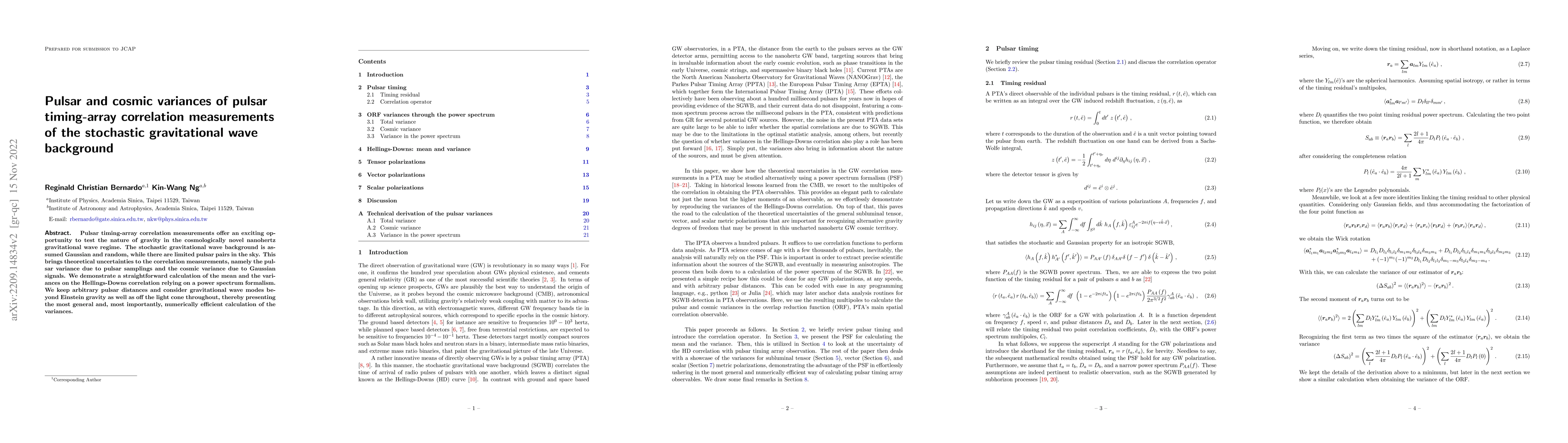 Thumbnail for Pulsar and cosmic variances of pulsar timing-array correlation
  measurements of the stochastic gravitational wave background