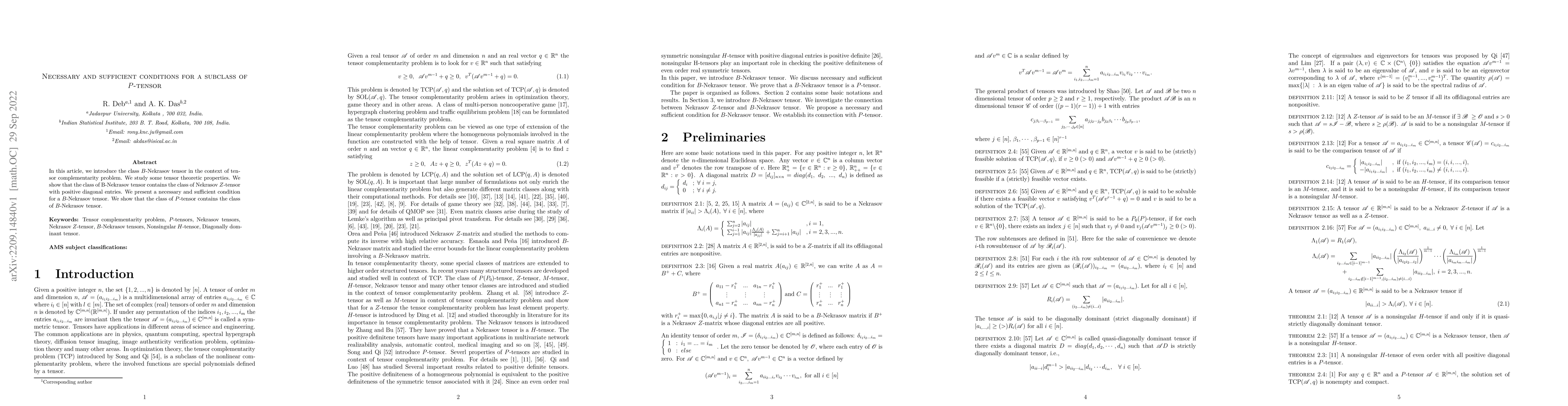 Thumbnail for Necessary and sufficient conditions for a subclass of $P$-tensor