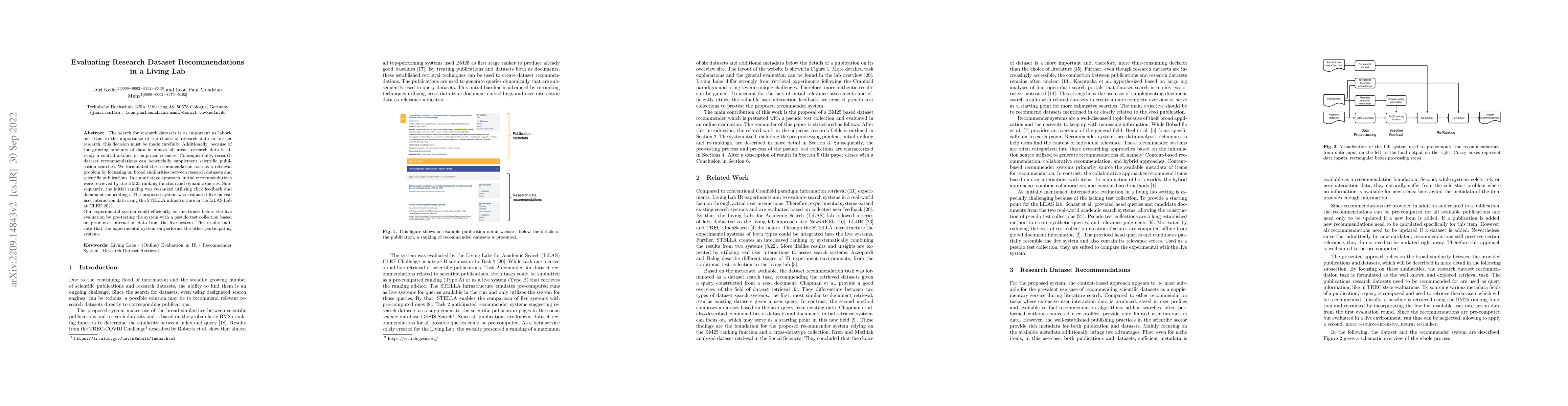 Thumbnail for Evaluating Research Dataset Recommendations in a Living Lab