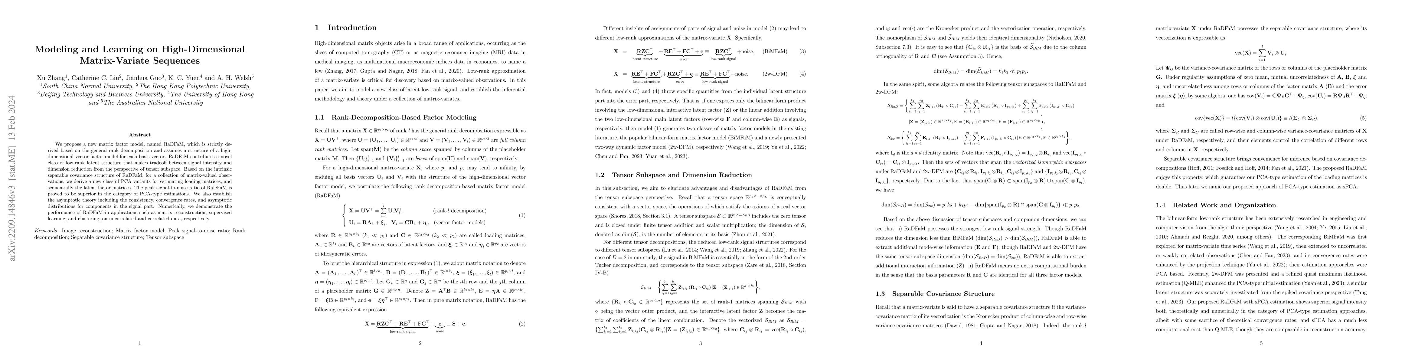 Thumbnail for Modeling and Learning on High-Dimensional Matrix-Variate Sequences