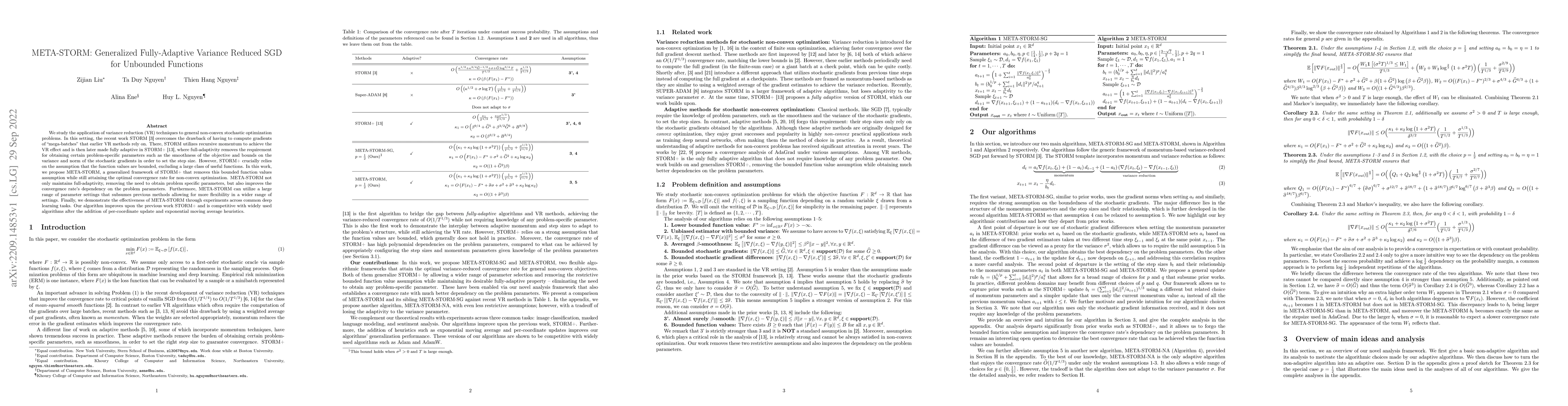 Thumbnail for META-STORM: Generalized Fully-Adaptive Variance Reduced SGD for
  Unbounded Functions