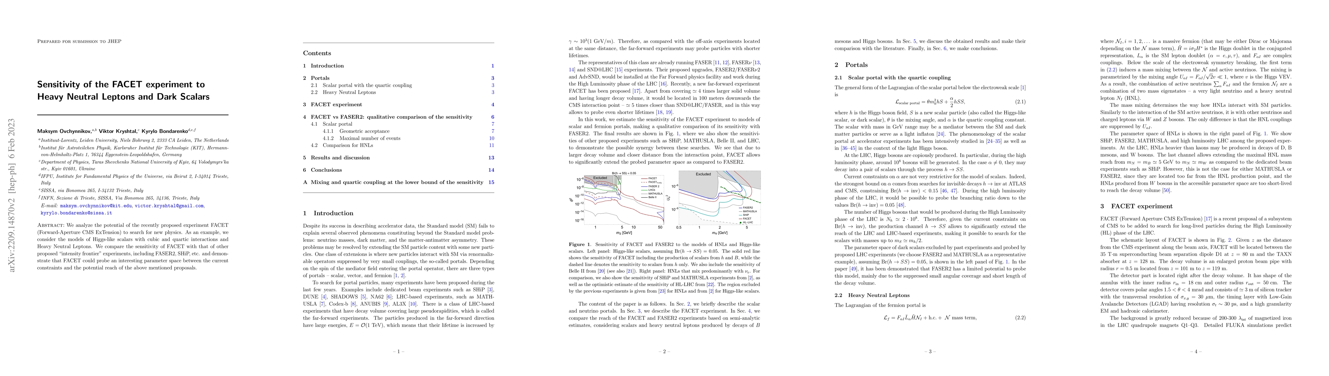 Thumbnail for Sensitivity of the FACET experiment to Heavy Neutral Leptons and Dark
  Scalars