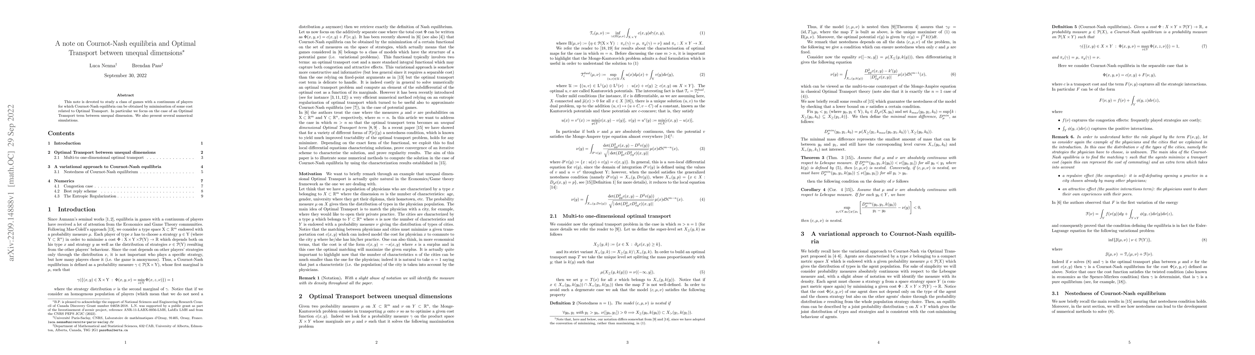 Thumbnail for A note on Cournot-Nash equilibria and Optimal Transport between unequal
  dimensions