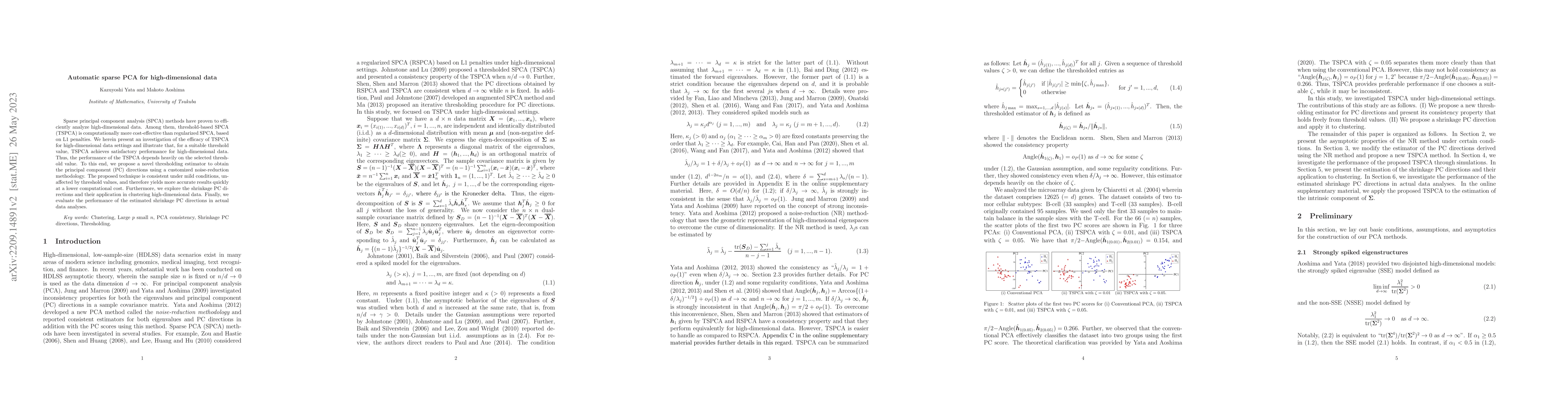 Thumbnail for Automatic sparse PCA for high-dimensional data