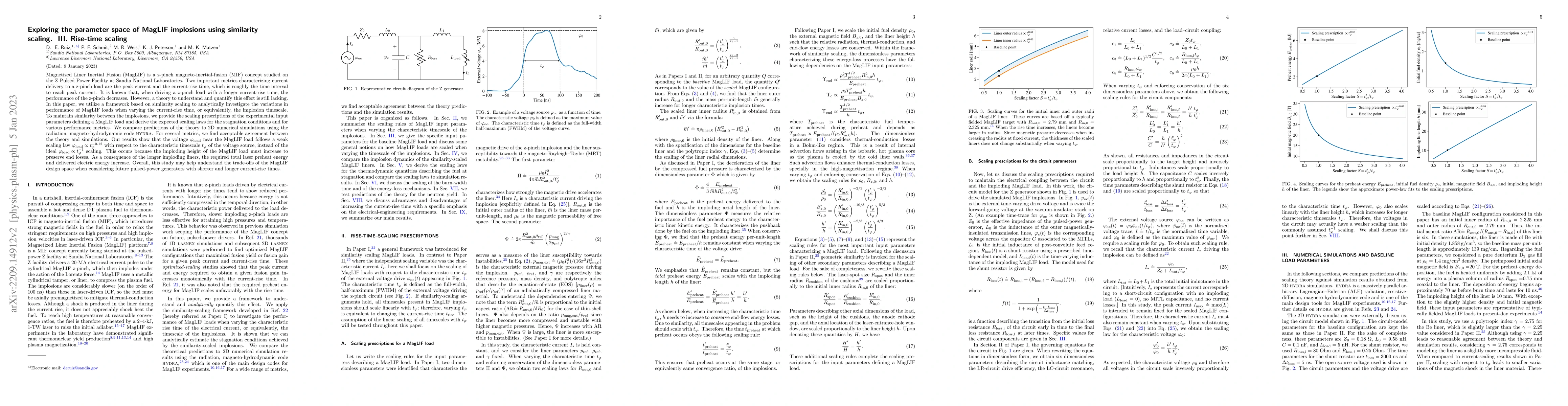 Thumbnail for Exploring the parameter space of MagLIF implosions using similarity
  scaling. III. Rise-time scaling