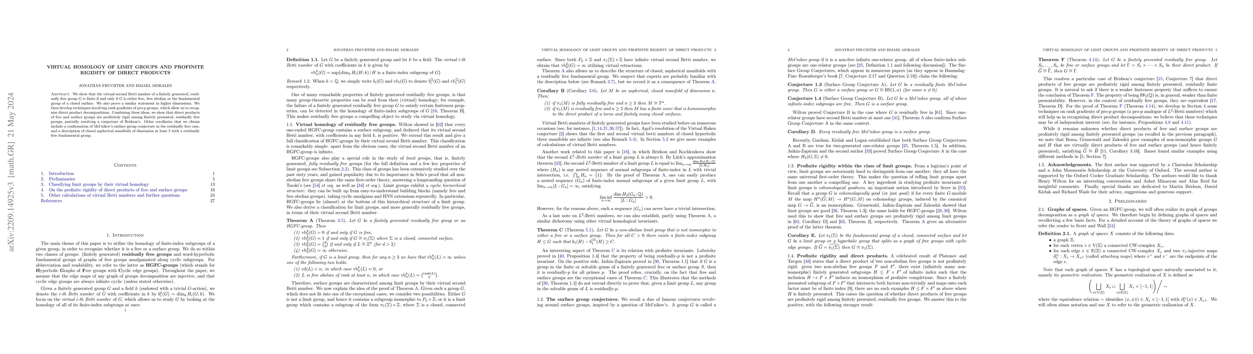 Thumbnail for Virtual homology of limit groups and profinite rigidity of direct
  products