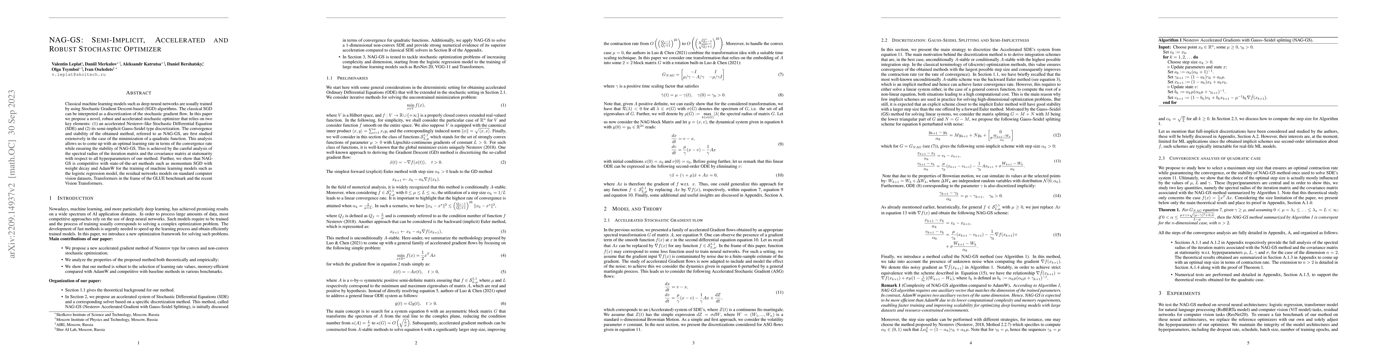 Thumbnail for NAG-GS: Semi-Implicit, Accelerated and Robust Stochastic Optimizer