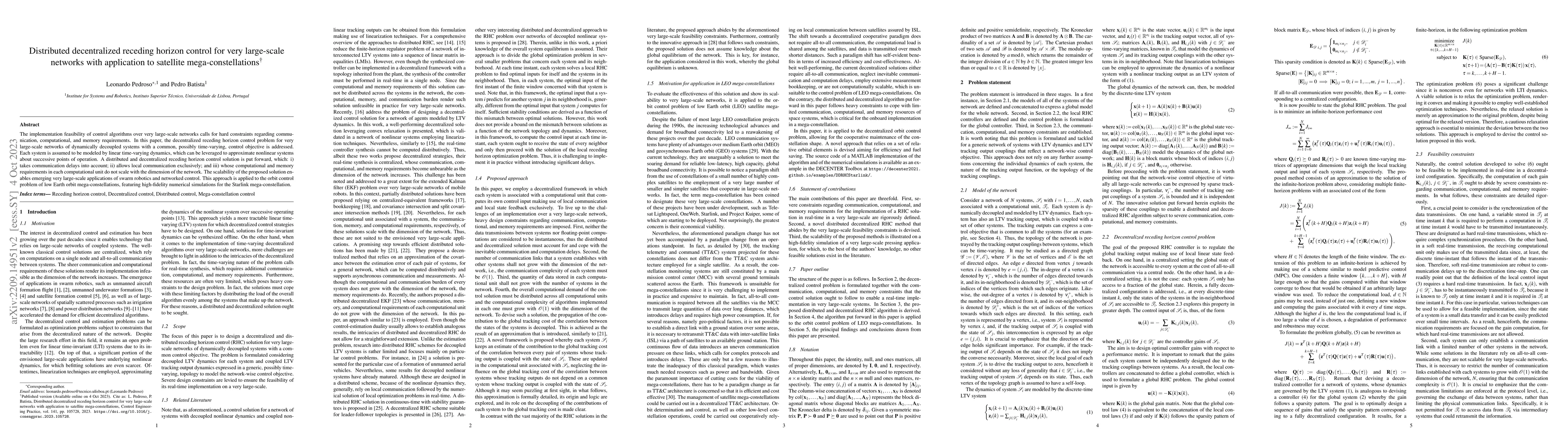 Thumbnail for Distributed decentralized receding horizon control for very large-scale
  networks with application to satellite mega-constellations
