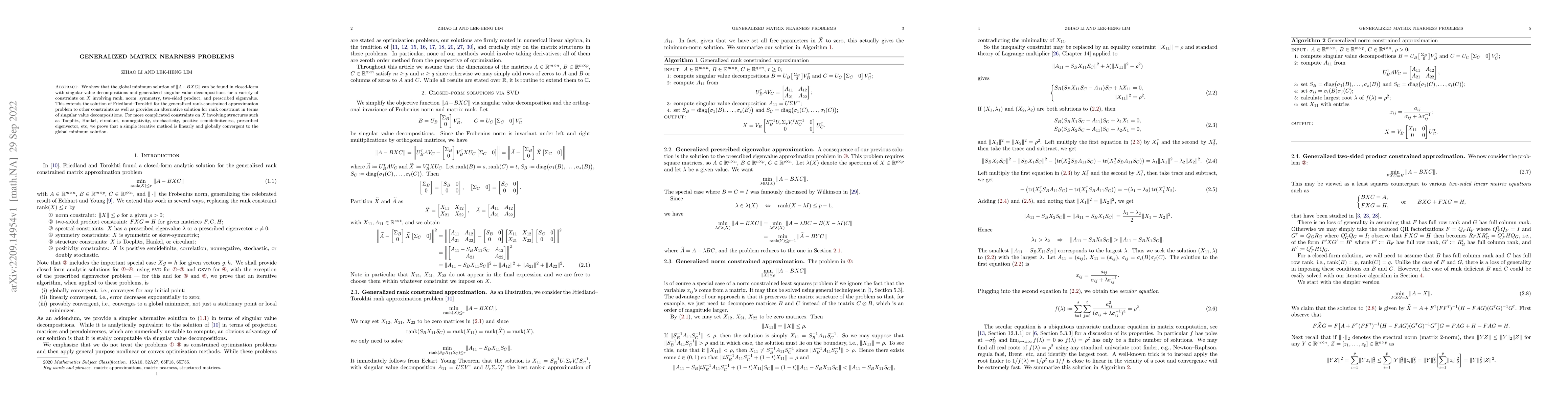 Thumbnail for Generalized matrix nearness problems