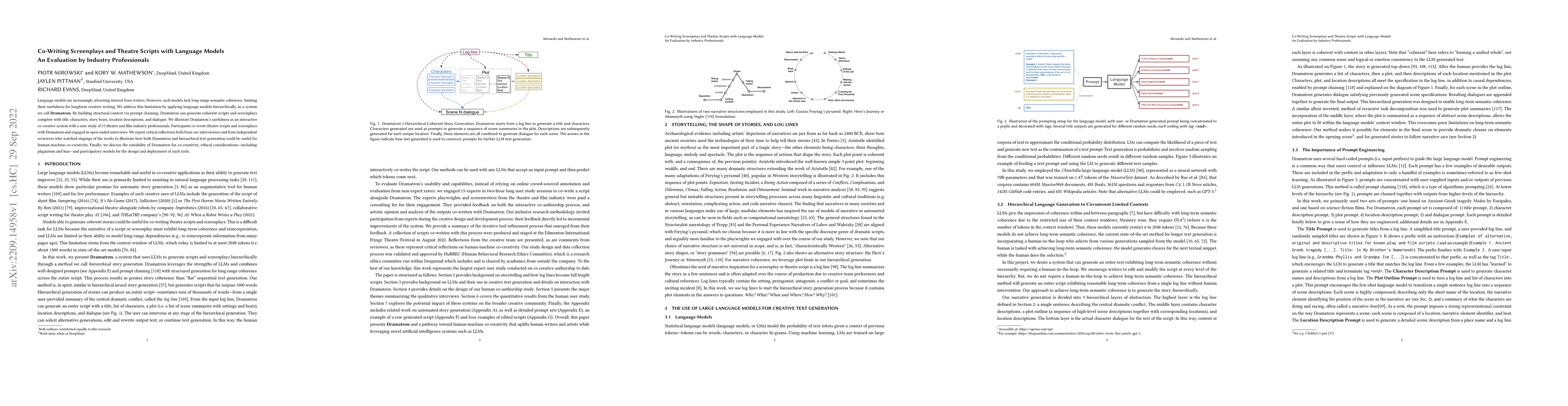 Thumbnail for Co-Writing Screenplays and Theatre Scripts with Language Models: An
  Evaluation by Industry Professionals