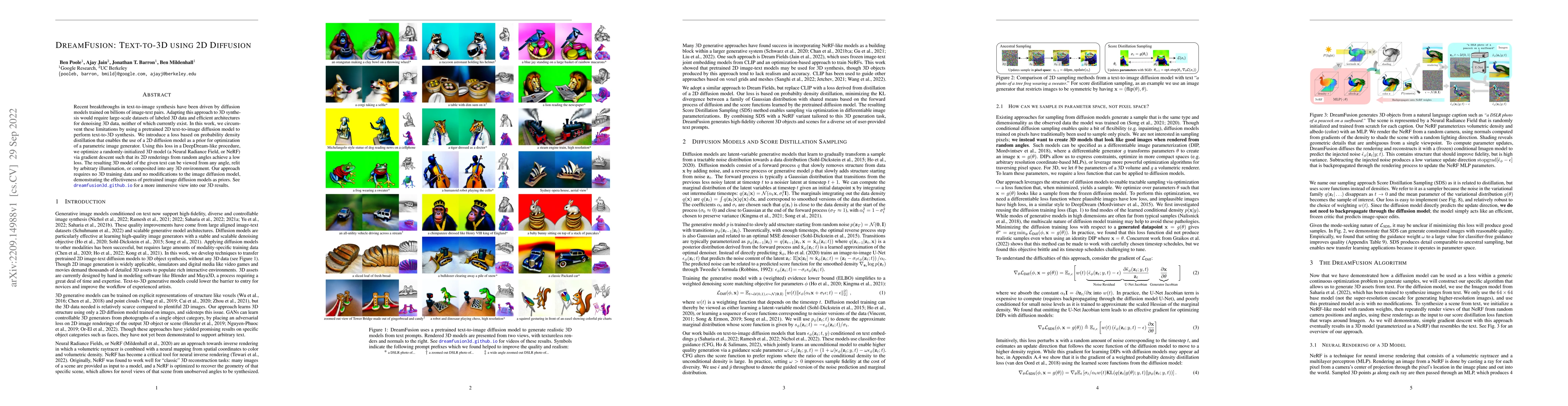 Thumbnail for DreamFusion: Text-to-3D using 2D Diffusion