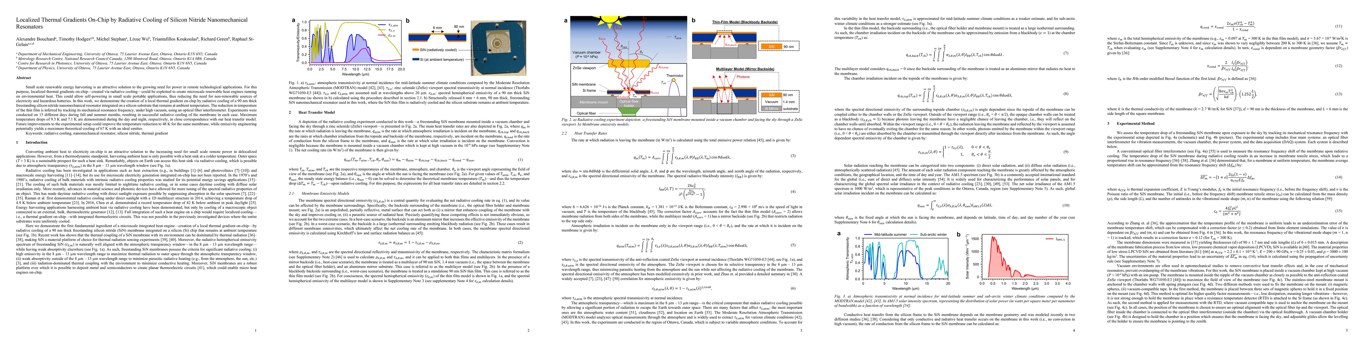 Thumbnail for Localized Thermal Gradients On-Chip by Radiative Cooling of Silicon
  Nitride Nanomechanical Resonators
