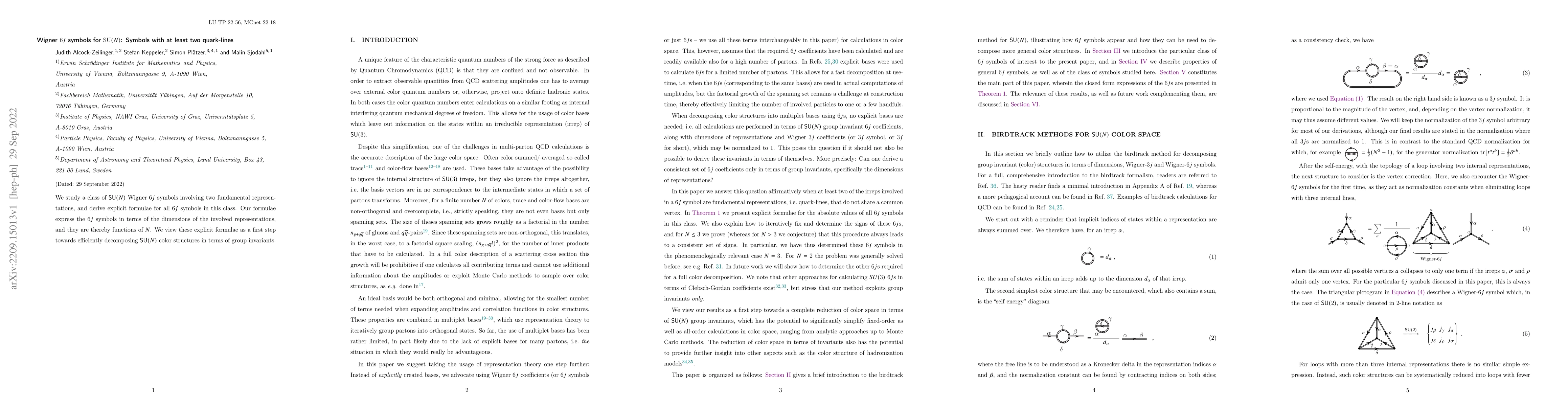 Thumbnail for Wigner 6j symbols for SU(N): Symbols with at least two quark-lines