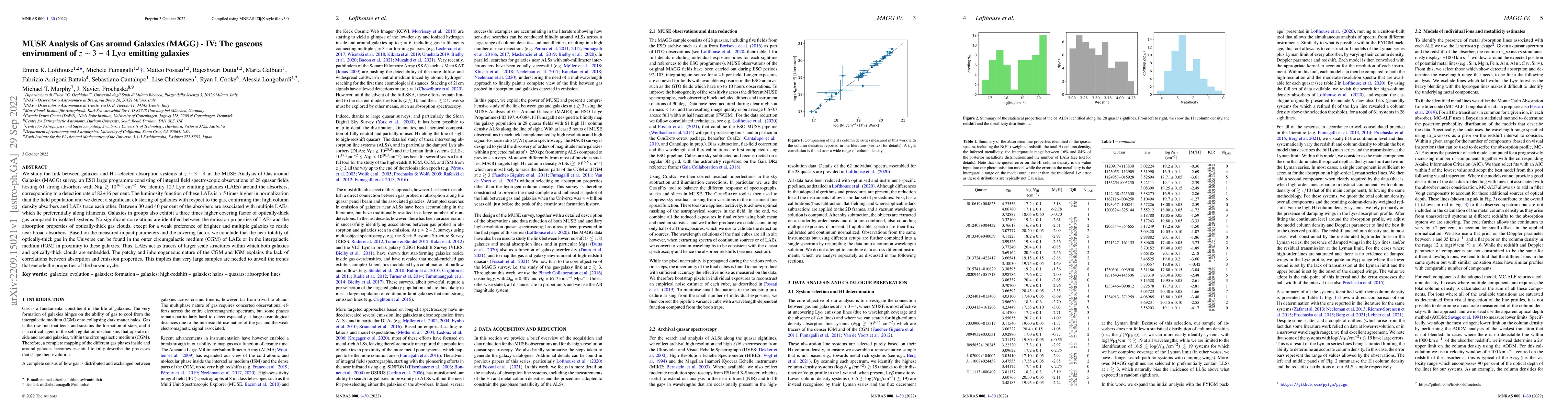 Thumbnail for MUSE Analysis of Gas around Galaxies (MAGG) -- IV: The gaseous
  environment of $z\sim$ 3-4 Lyman-alpha emitting galaxies
