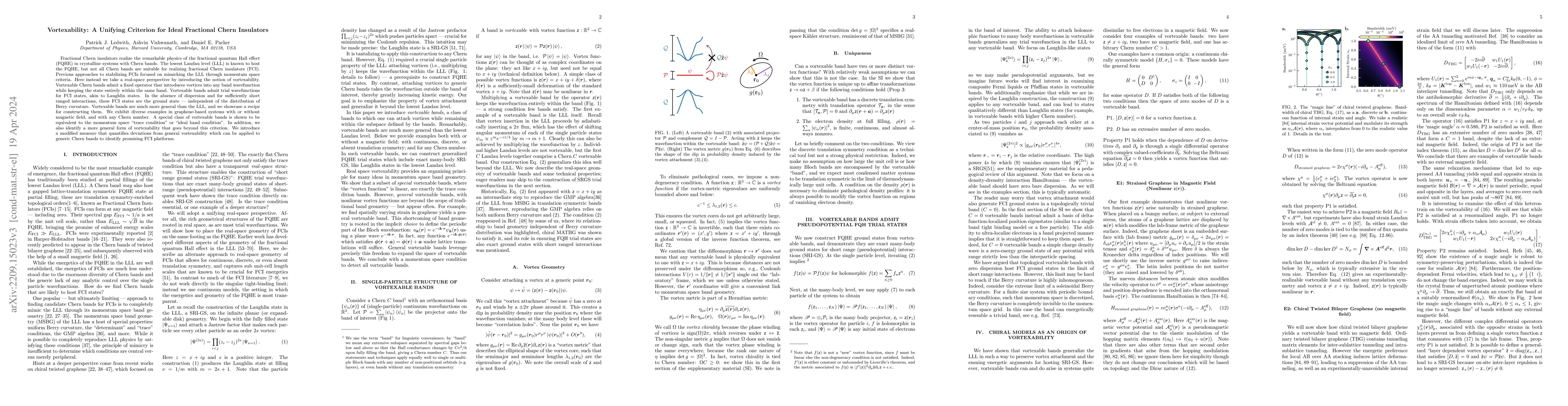 Thumbnail for Vortexability: A Unifying Criterion for Ideal Fractional Chern
  Insulators