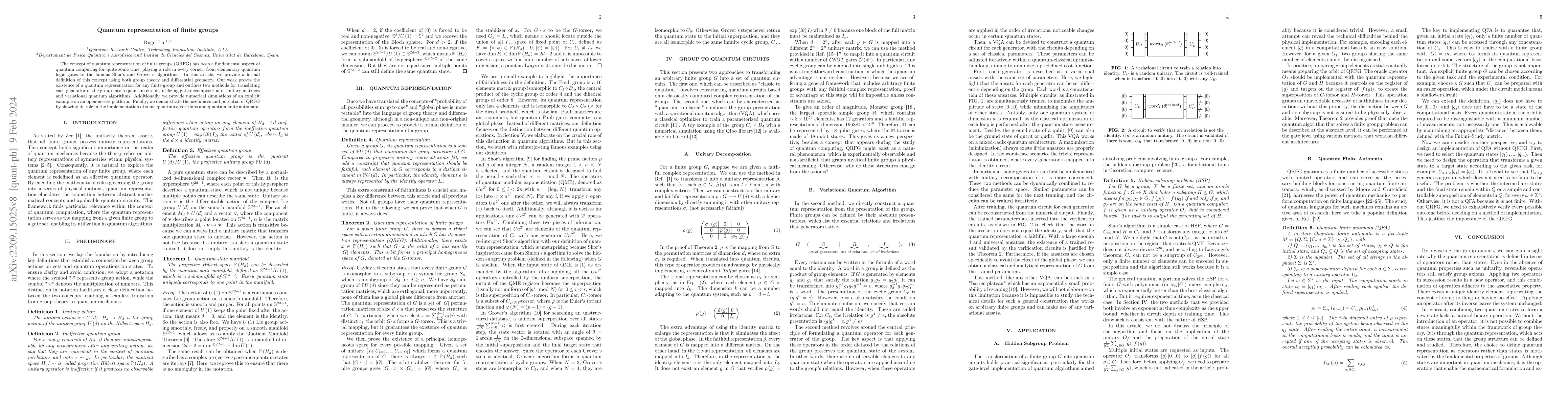 Thumbnail for Quantum representation of finite groups