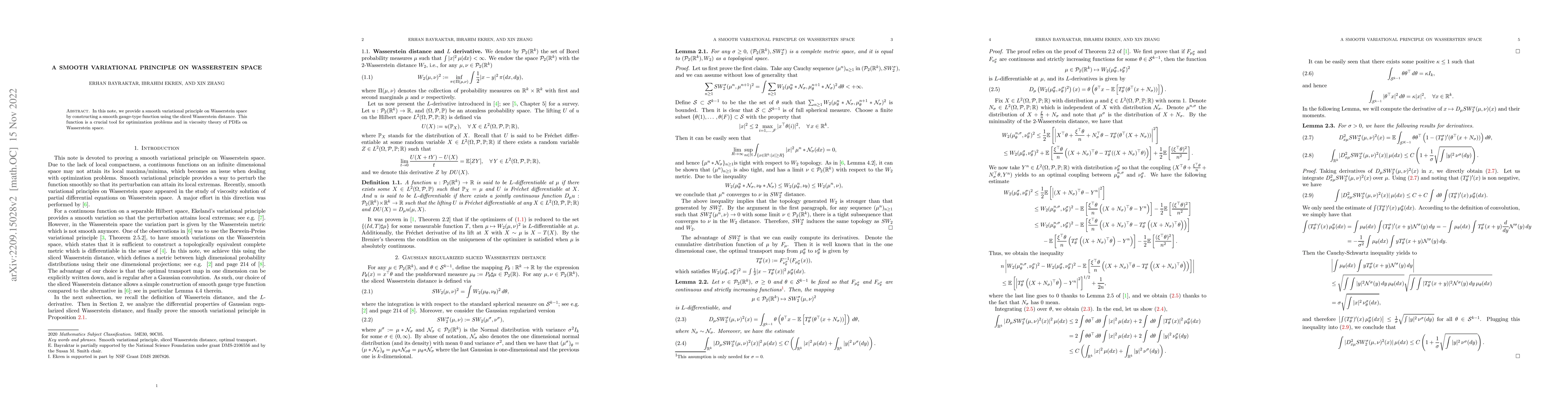 Thumbnail for A smooth variational principle on Wasserstein space