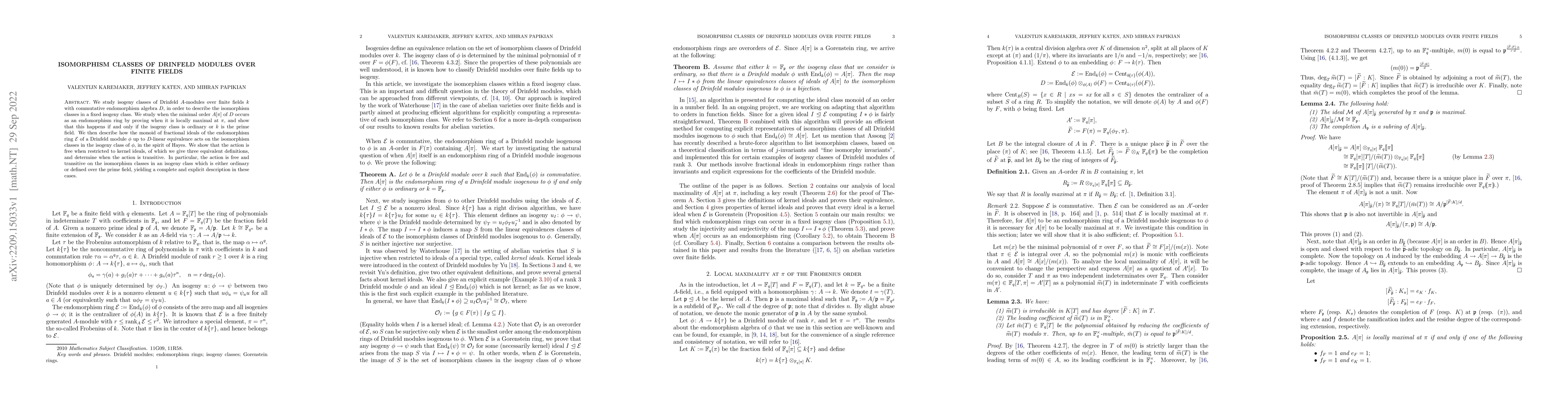 Thumbnail for Isomorphism classes of Drinfeld modules over finite fields