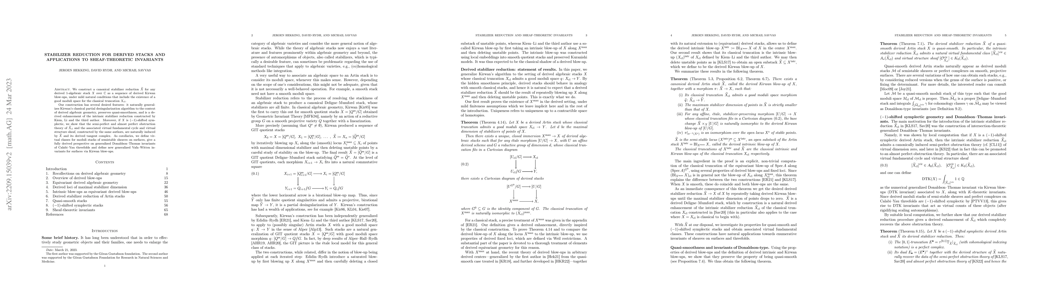 Thumbnail for Stabilizer Reduction for Derived Stacks and Applications to
  Sheaf-Theoretic Invariants