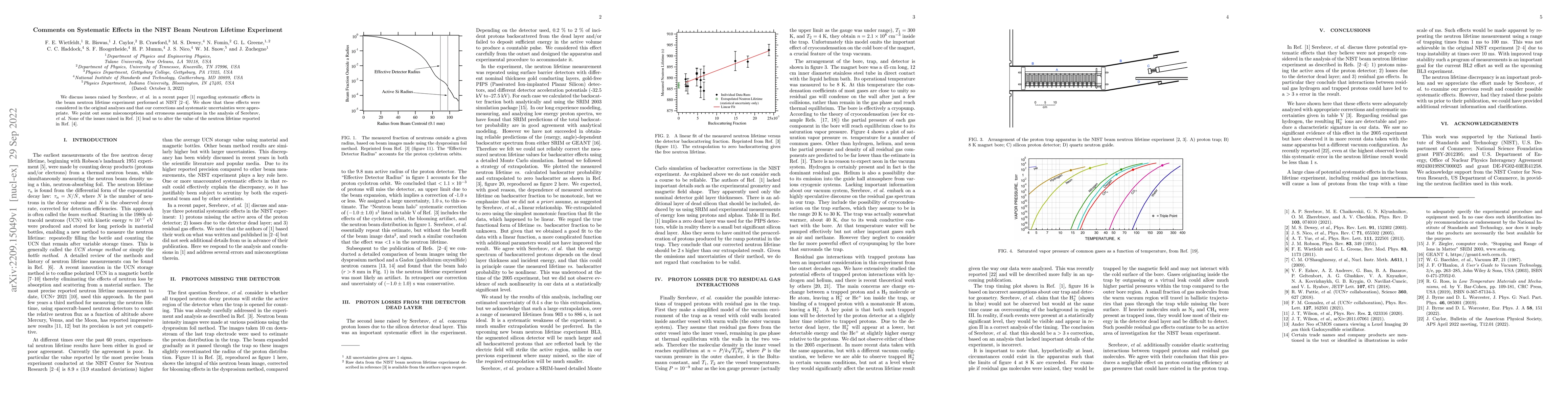 Thumbnail for Comments on Systematic Effects in the NIST Beam Neutron Lifetime
  Experiment