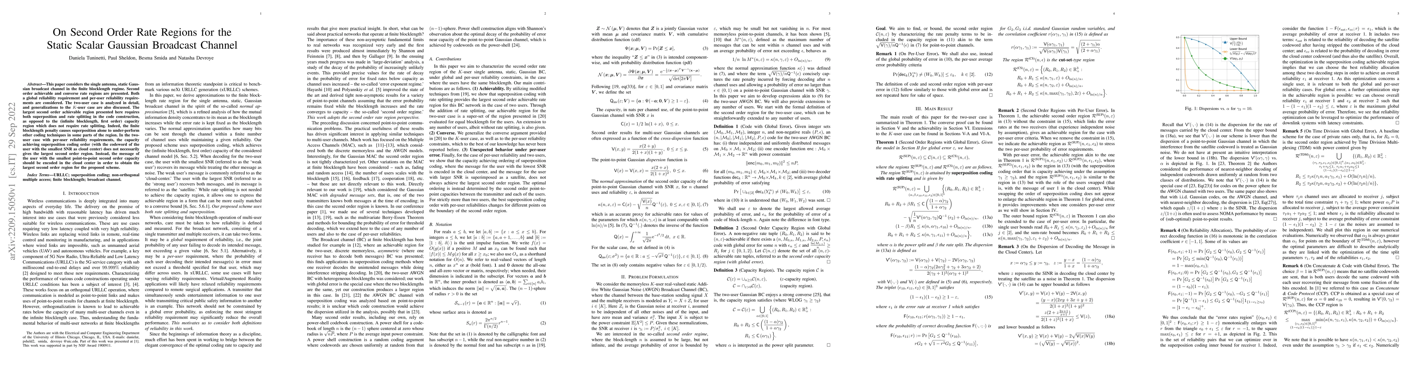 Thumbnail for On Second Order Rate Regions for the Static Scalar Gaussian Broadcast
  Channel