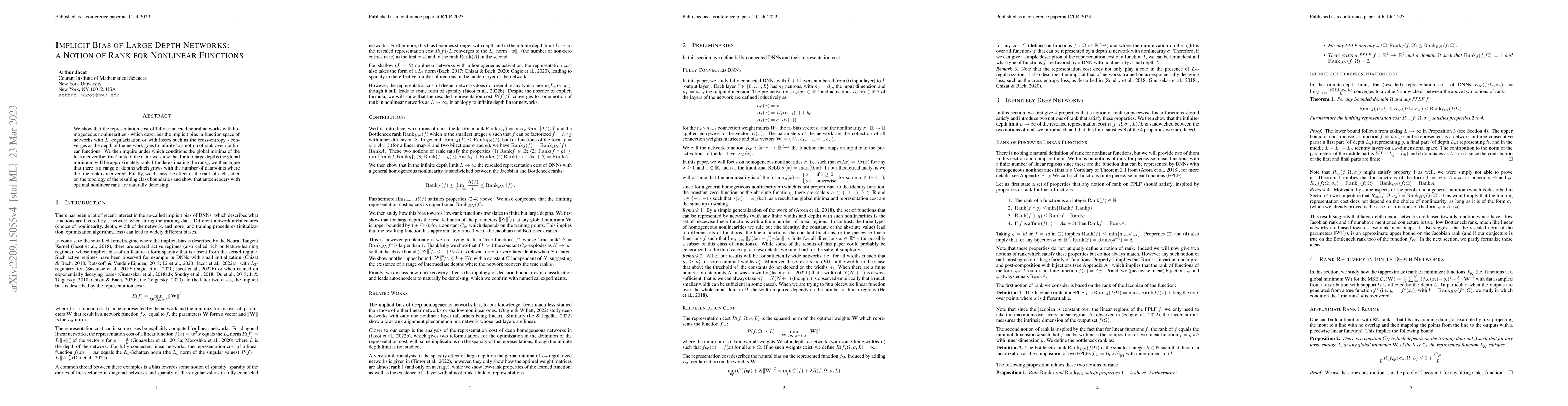Thumbnail for Implicit Bias of Large Depth Networks: a Notion of Rank for Nonlinear
  Functions