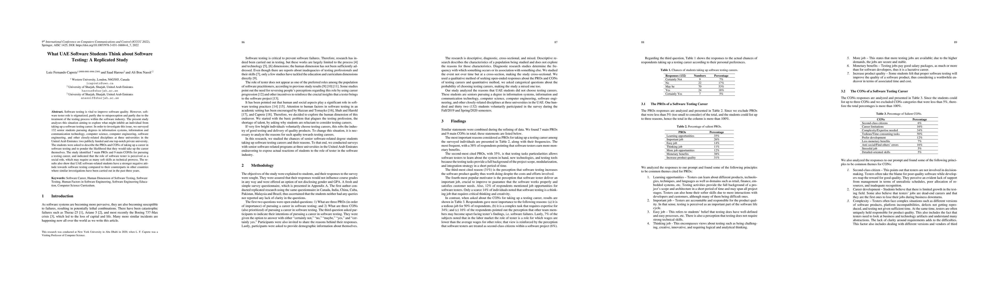 Thumbnail for What UAE Software Students Think about Software Testing: A Replicated
  Study