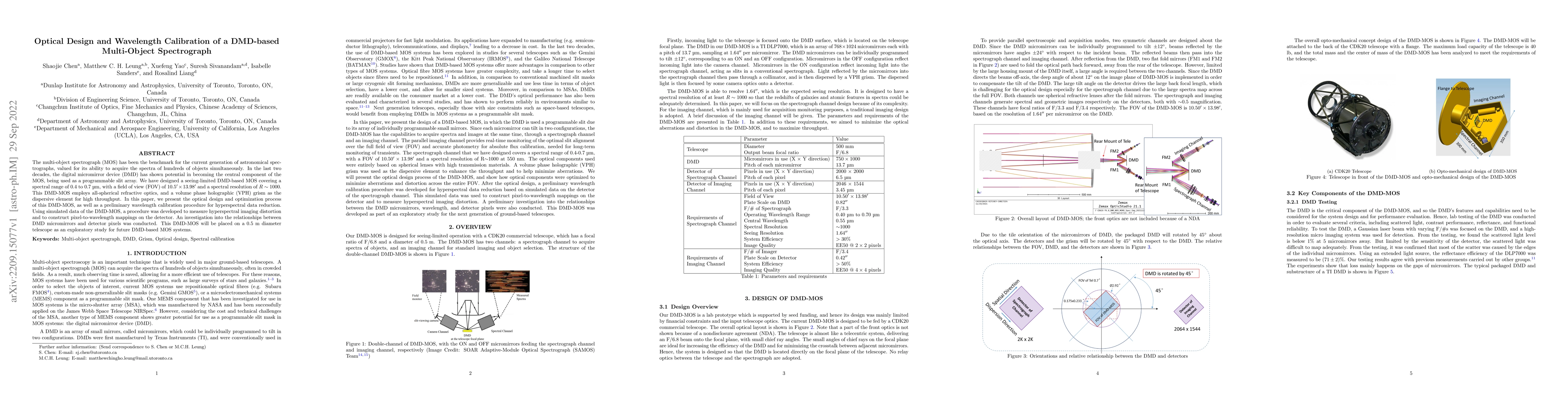 Thumbnail for Optical Design and Wavelength Calibration of a DMD-based Multi-Object
  Spectrograph