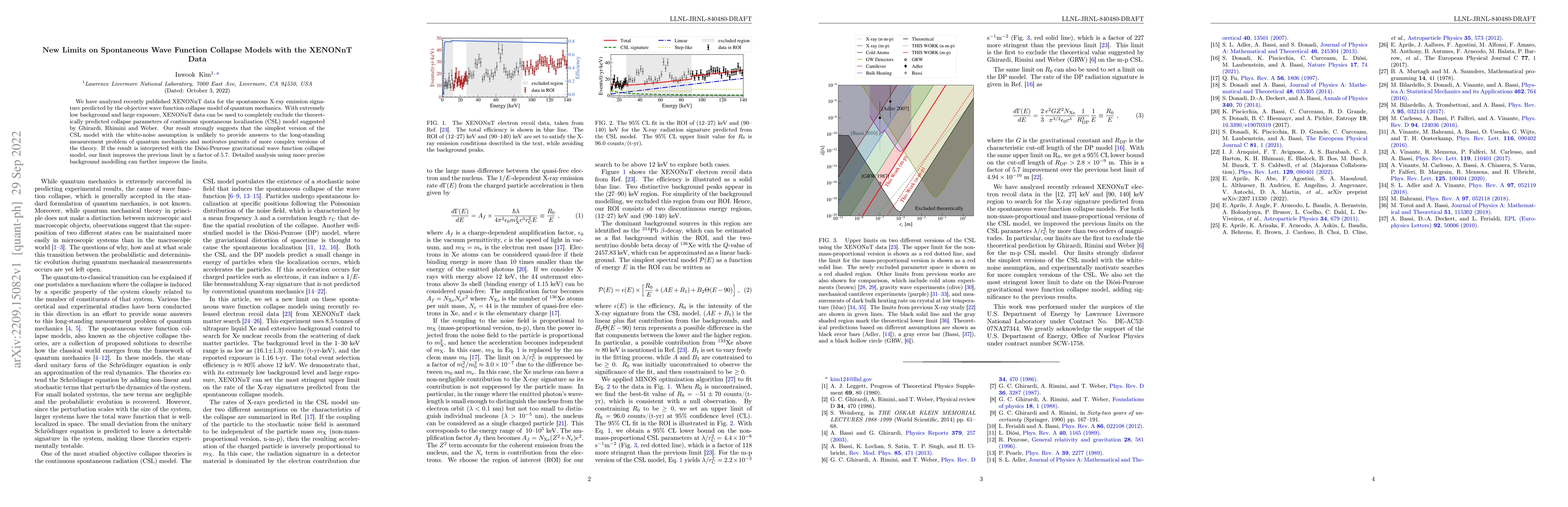 Thumbnail for New Limits on Spontaneous Wave Function Collapse Models with the XENONnT
  Data