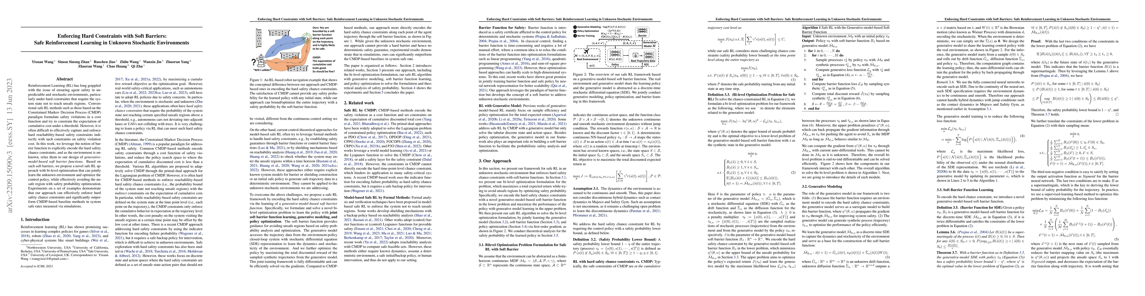 Thumbnail for Enforcing Hard Constraints with Soft Barriers: Safe Reinforcement
  Learning in Unknown Stochastic Environments