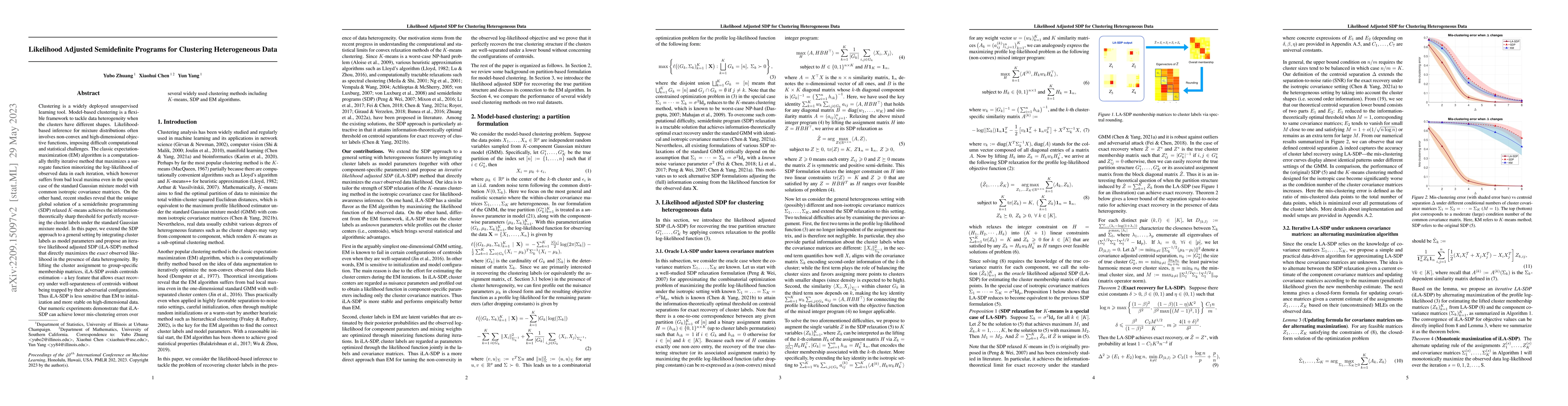 Thumbnail for Likelihood Adjusted Semidefinite Programs for Clustering Heterogeneous
  Data