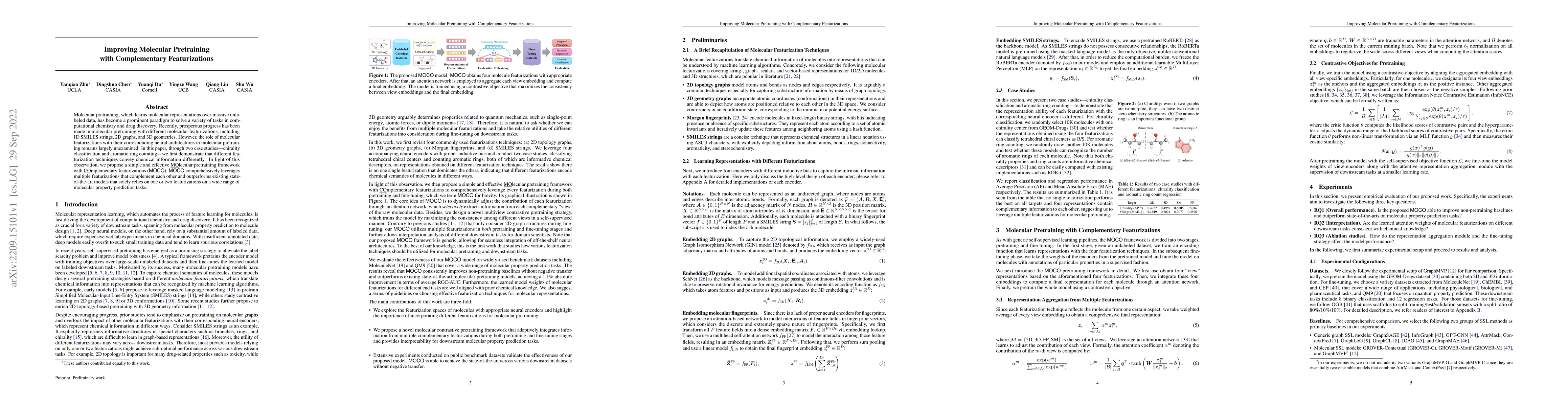 Thumbnail for Improving Molecular Pretraining with Complementary Featurizations