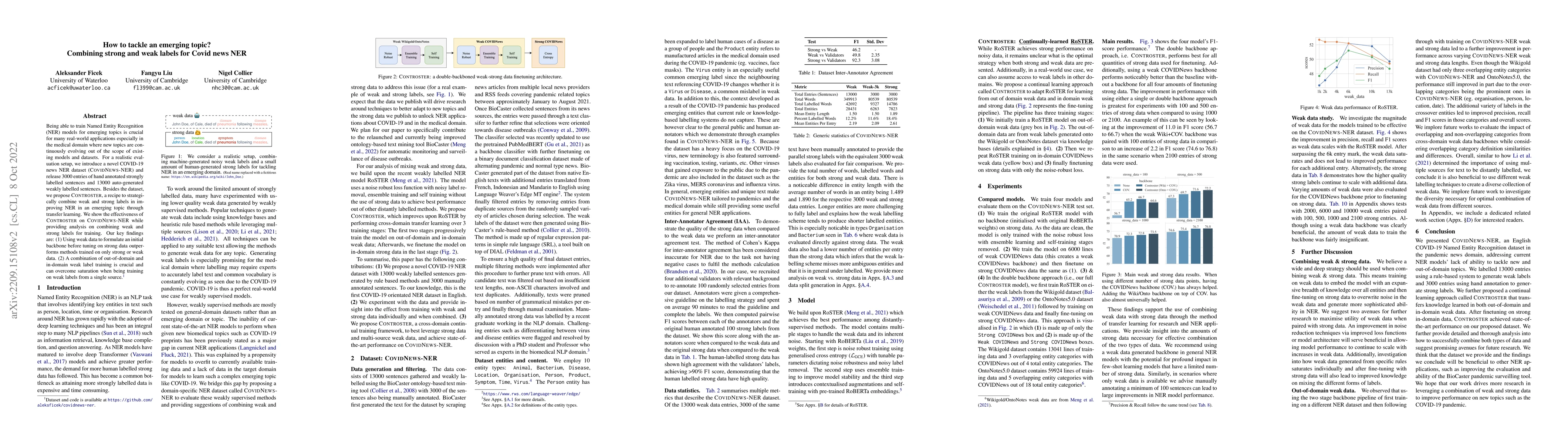 Thumbnail for How to tackle an emerging topic? Combining strong and weak labels for
  Covid news NER