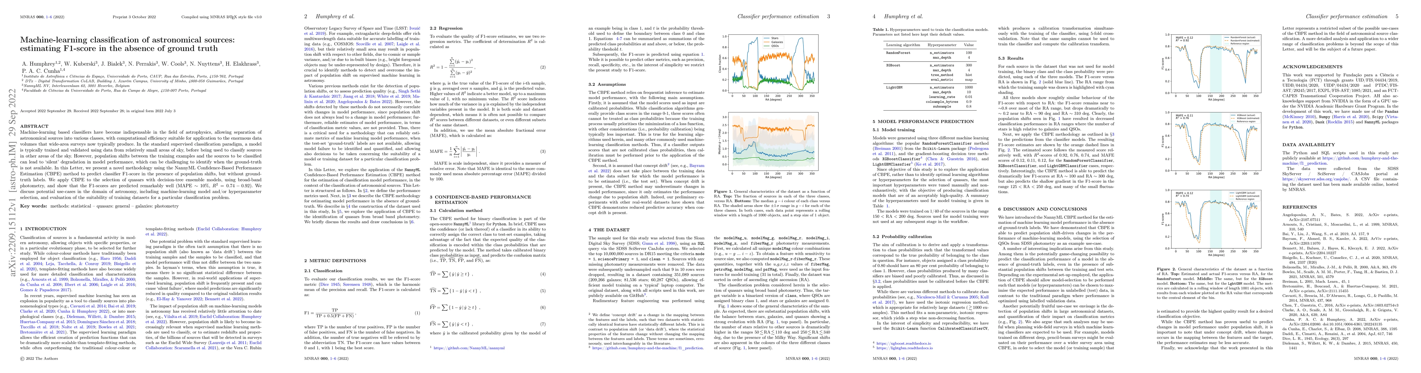Thumbnail for Machine-learning classification of astronomical sources: estimating
  F1-score in the absence of ground truth